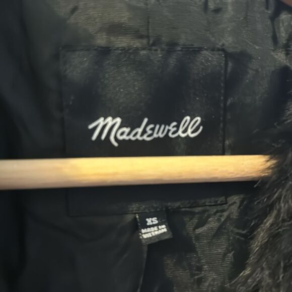 Madewell black faux fur vest hook closure size XS - Picture 6 of 11